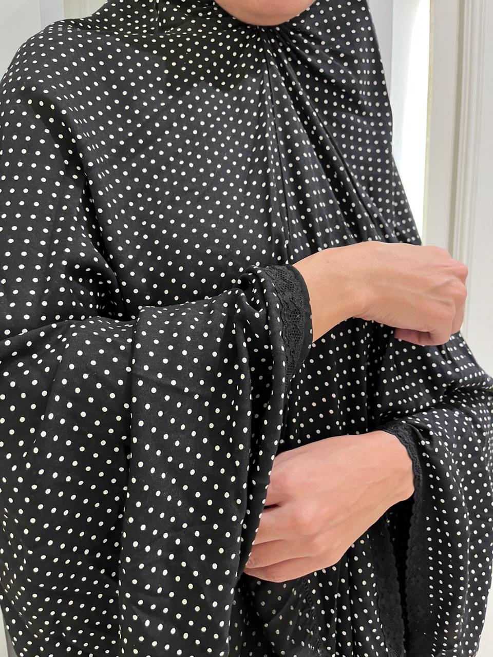 Black Polka Dot Viscose Two Pieces Set