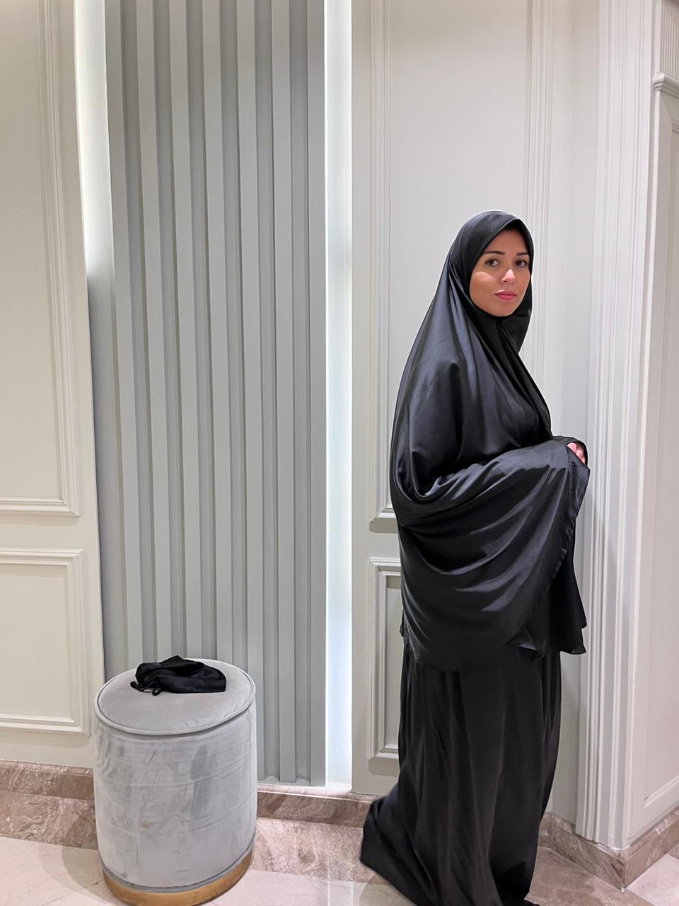 Black Satin Two Pieces Set