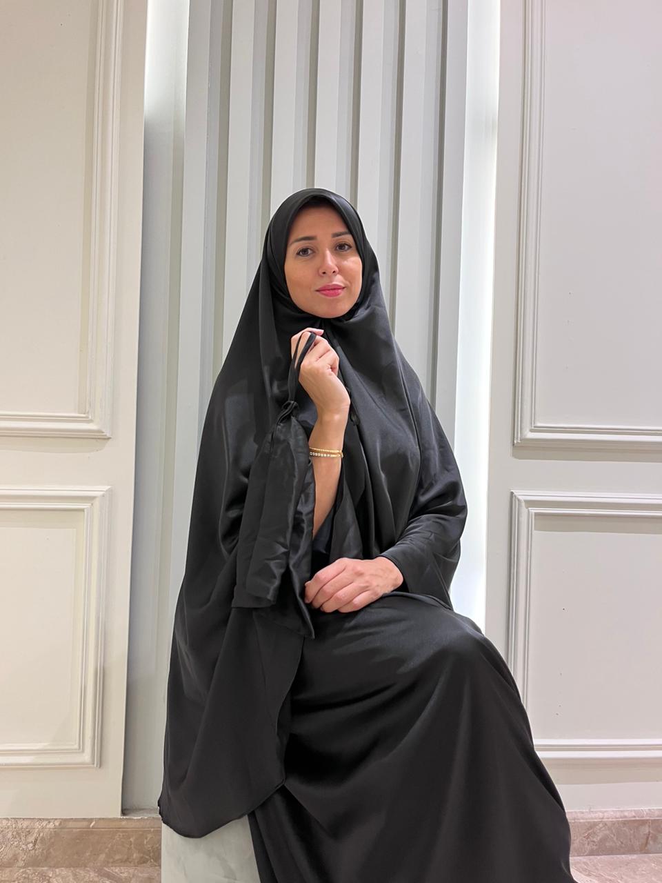 Black Satin Two Pieces Set