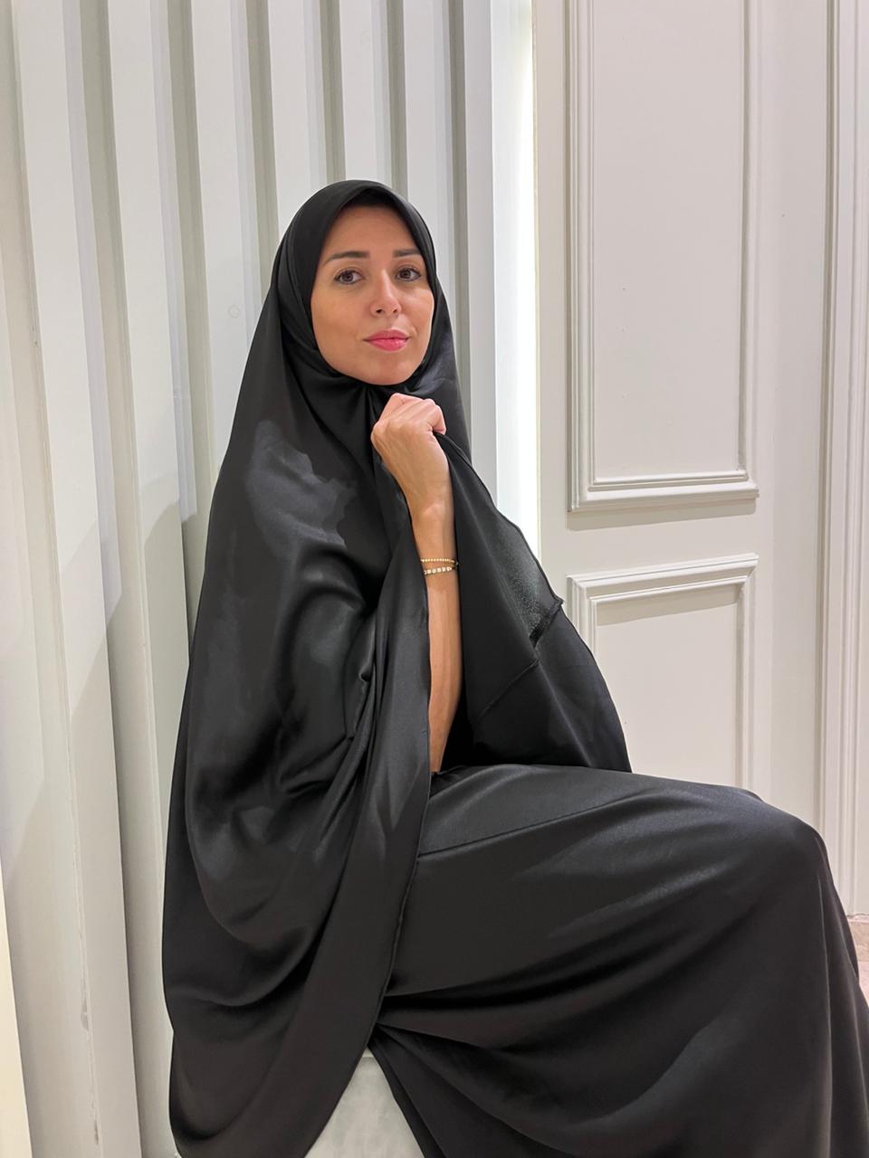 Black Satin Two Pieces Set