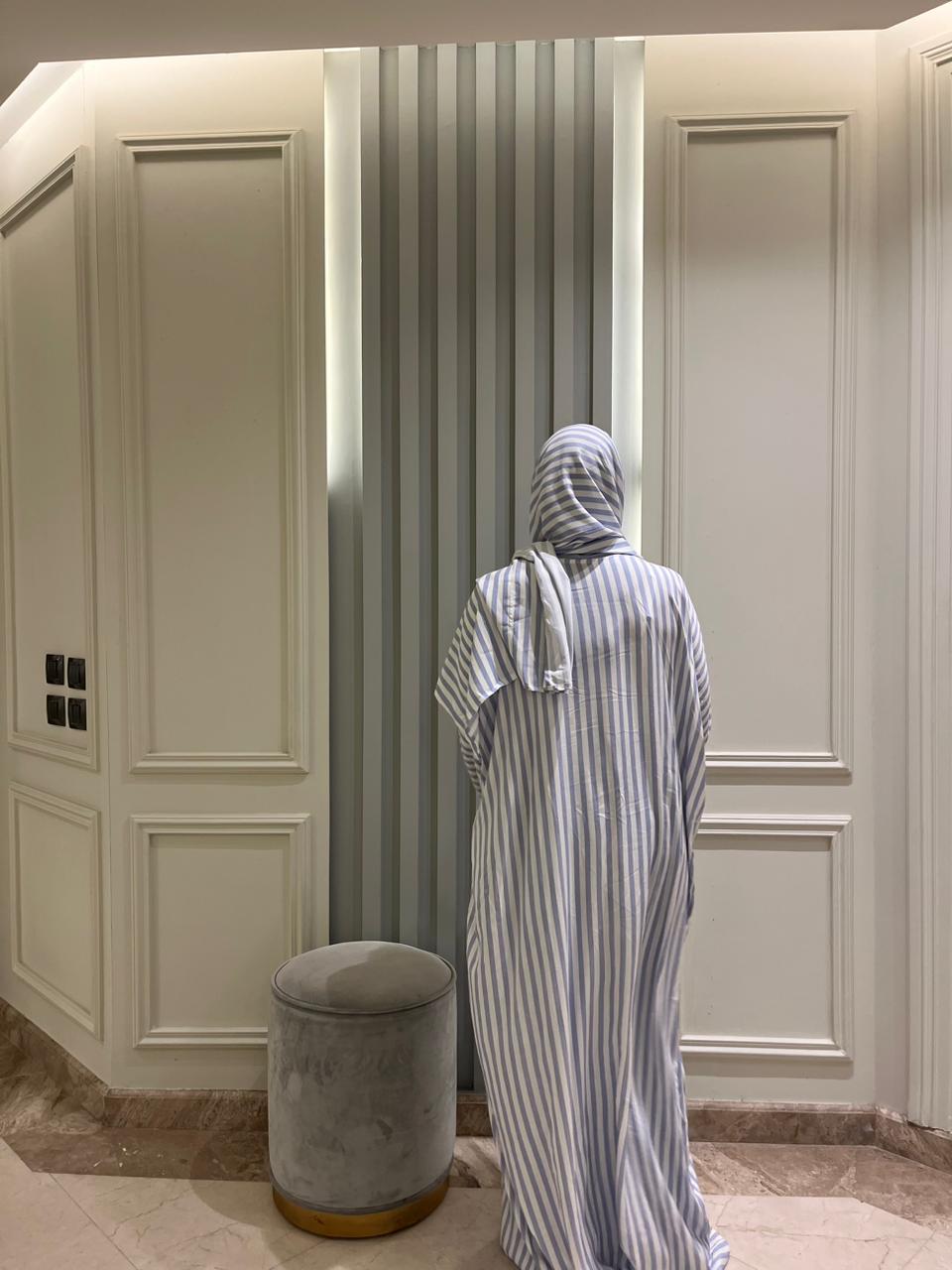 White And Baby Blue Stripe Viscose Esdal