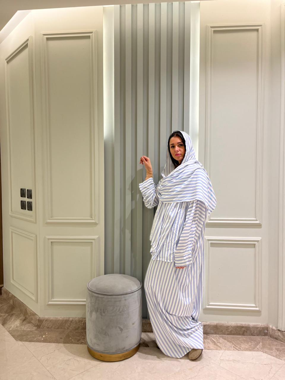 White And Baby Blue Stripe Viscose Esdal