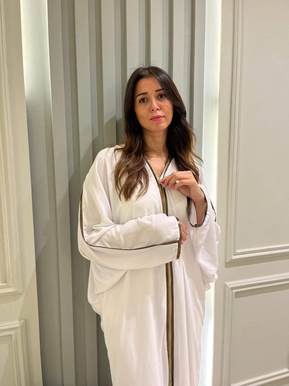 White Abaya With Zipper