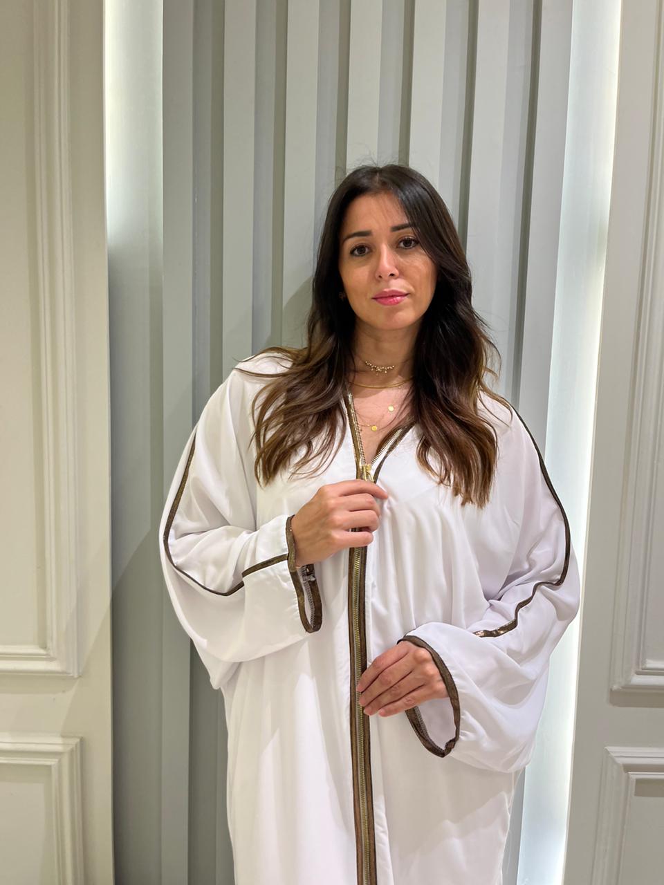 White Abaya With Zipper