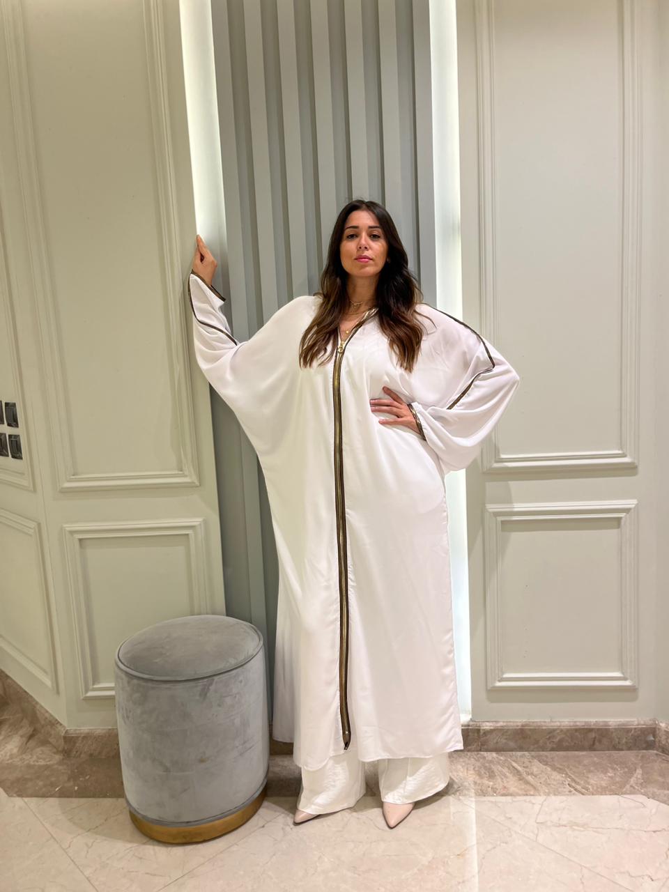 White Abaya With Zipper