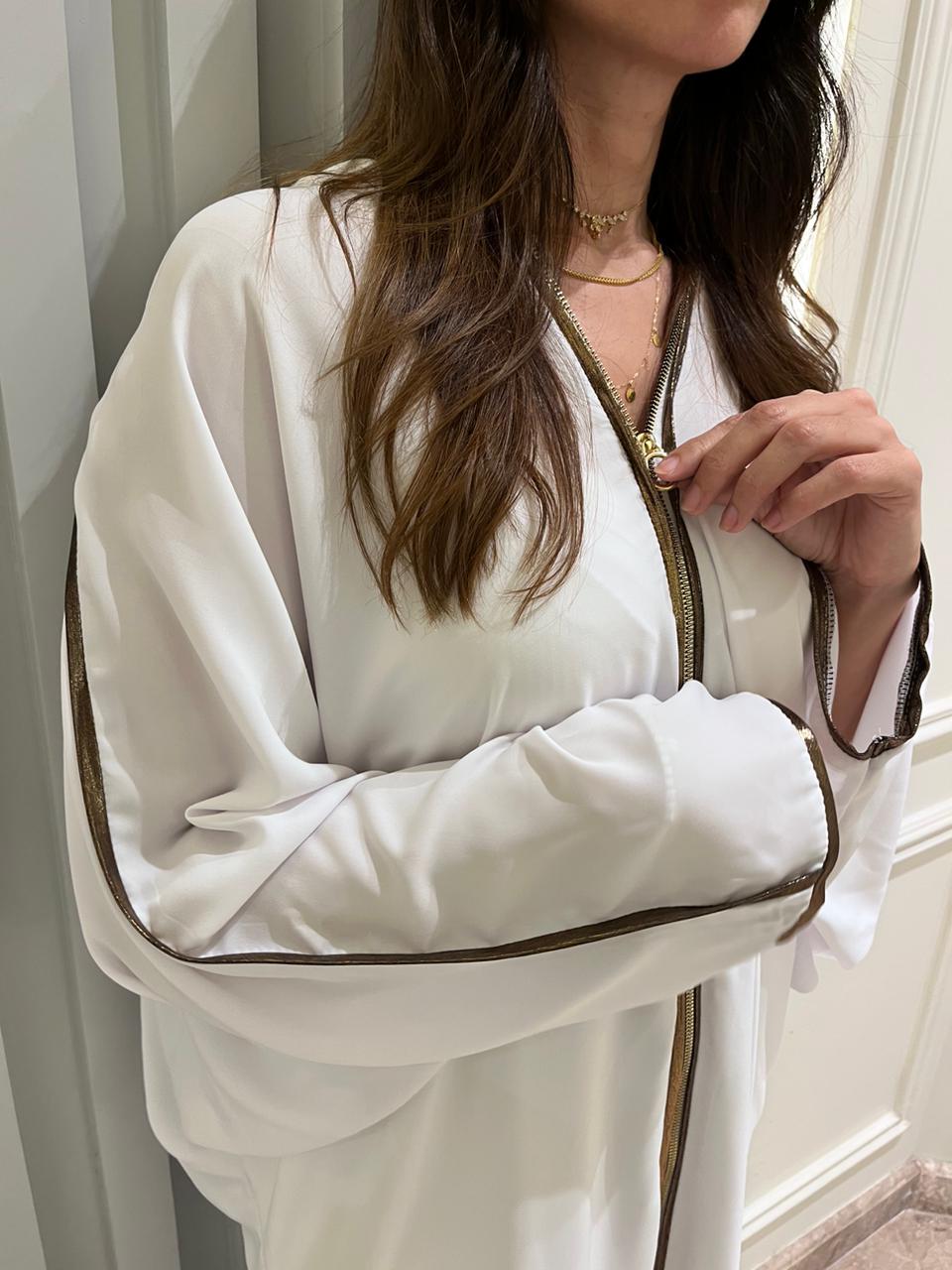 White Abaya With Zipper