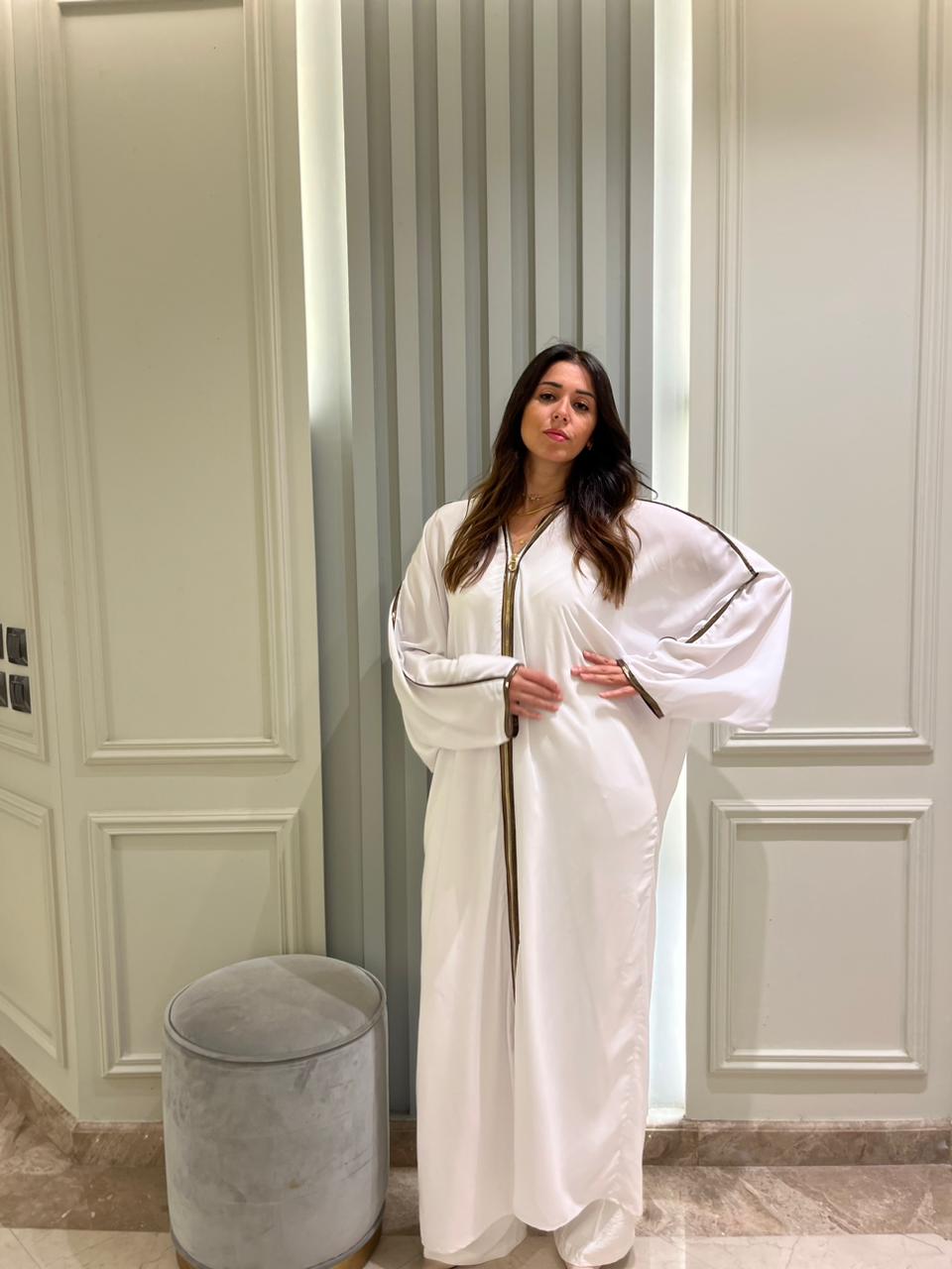 White Abaya With Zipper