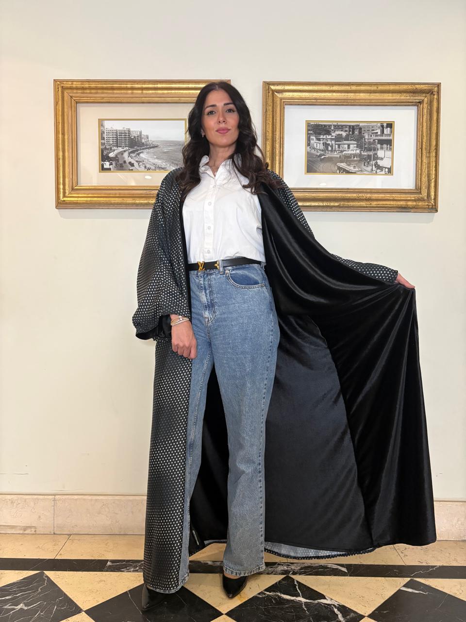 Black double face Abaya