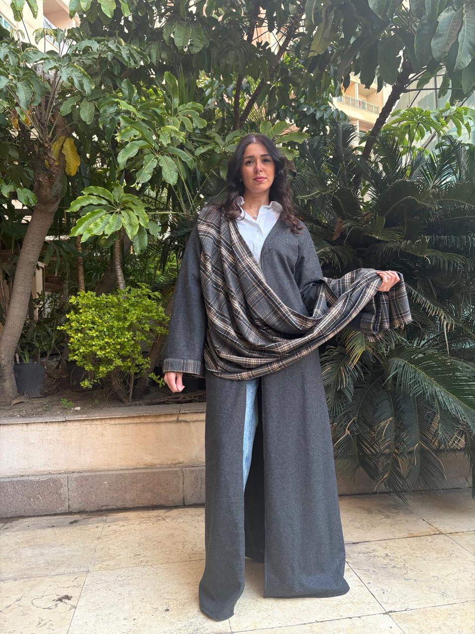 Gray Abaya with shawl