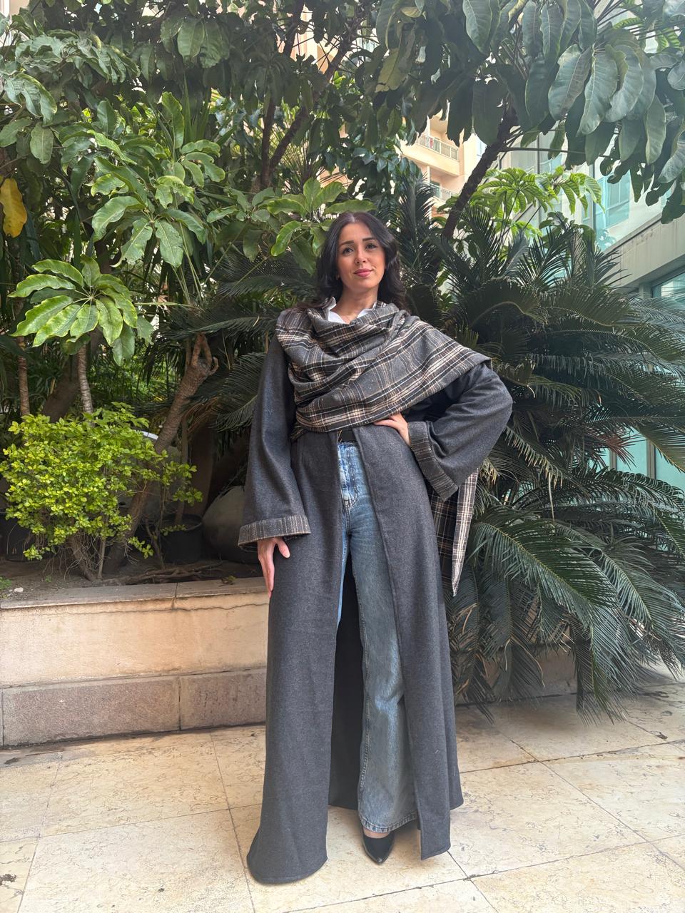 Gray Abaya with shawl