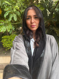 Grey Abaya with black leather