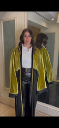 Black and green velvet abaya