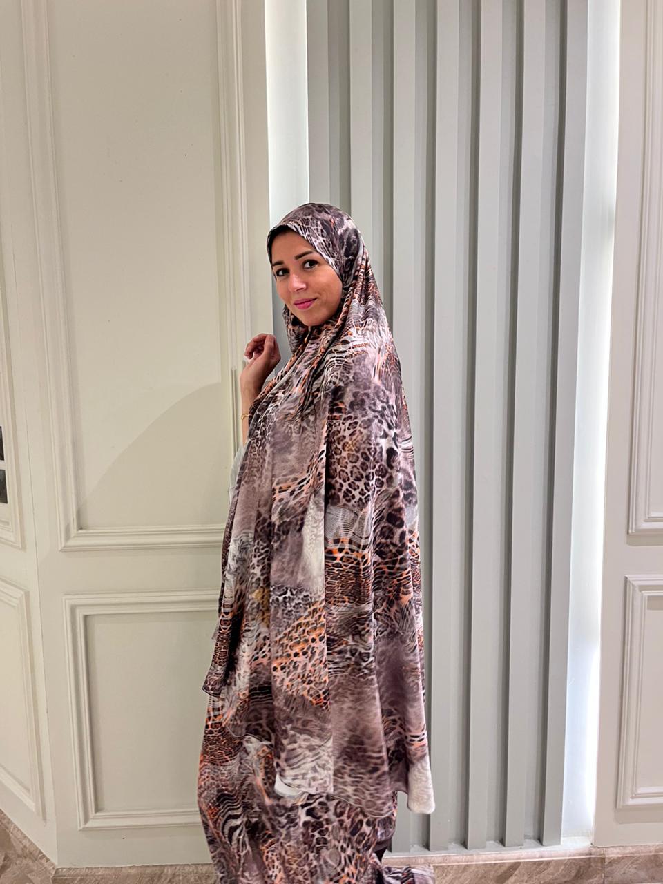 Tiger Print Silk Two Pieces Set