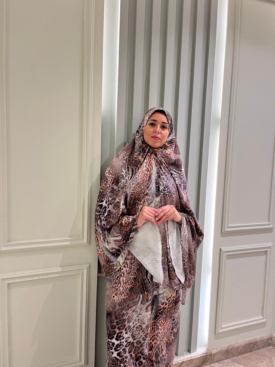 Tiger Print Silk Two Pieces Set