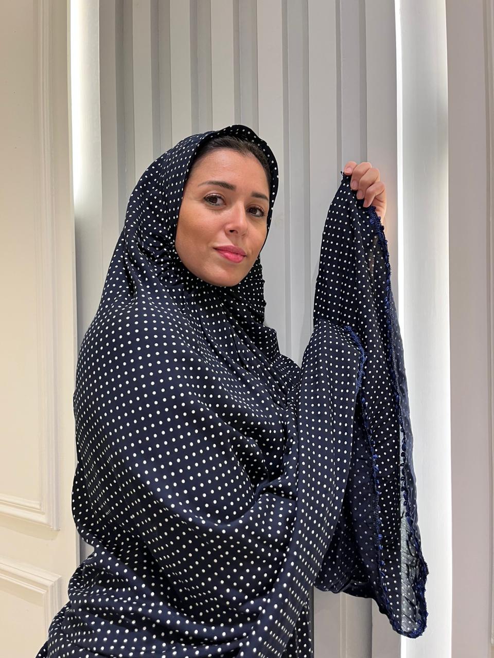 Dark Blue Polka Dot Viscose Two Pieces Set