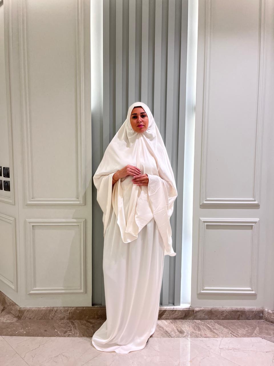 Off White Satin Two Pieces Set