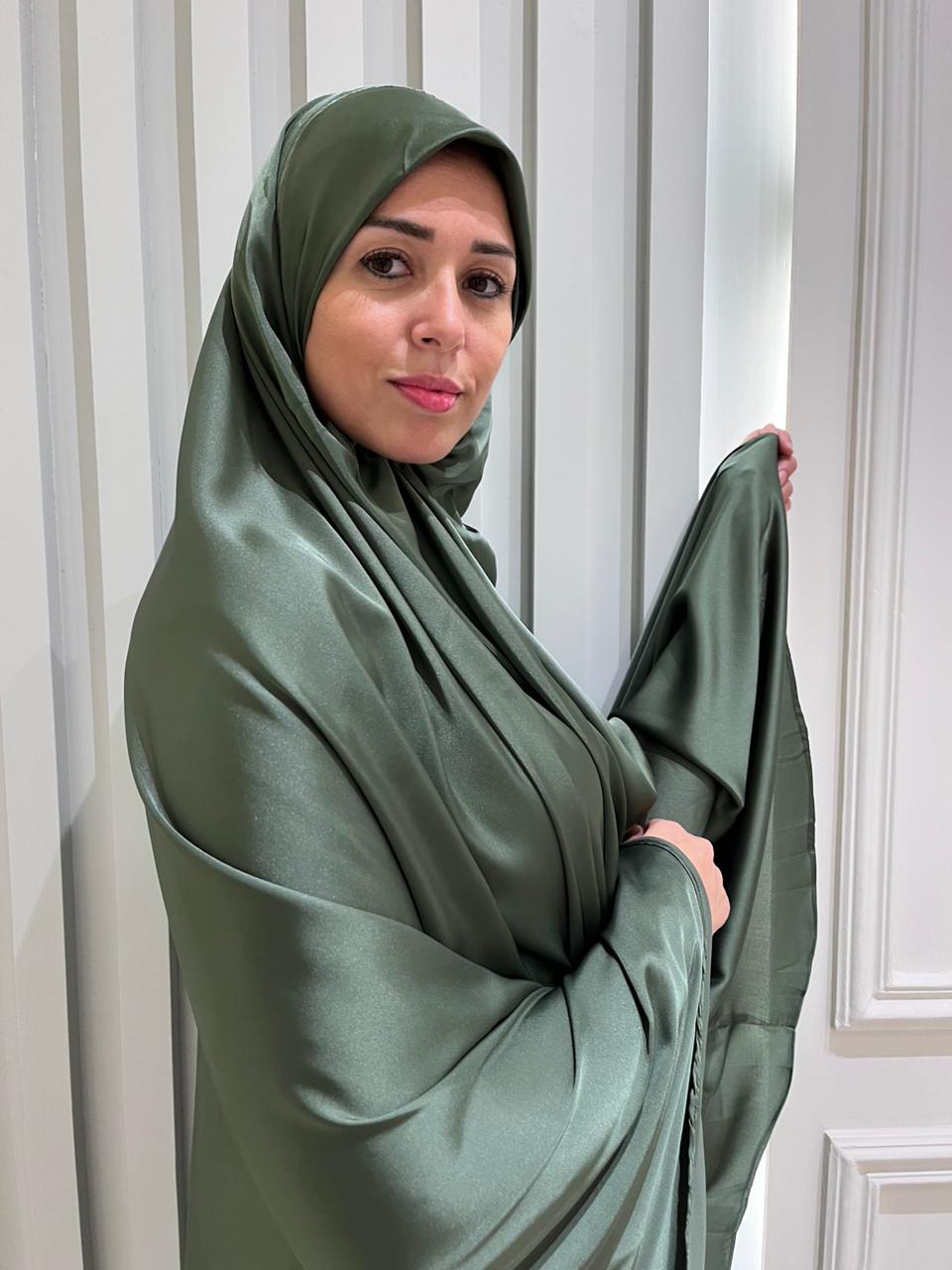 Olive Satin Two Pieces Set