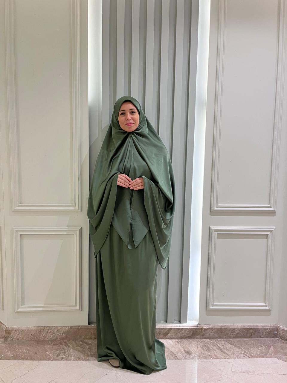 Olive Satin Two Pieces Set