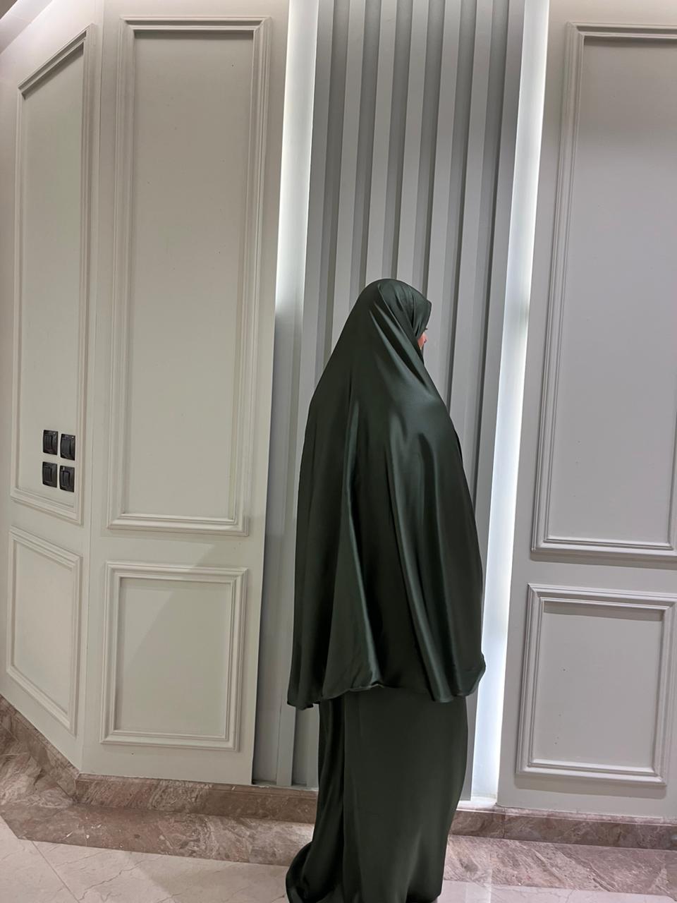 Olive Satin Two Pieces Set