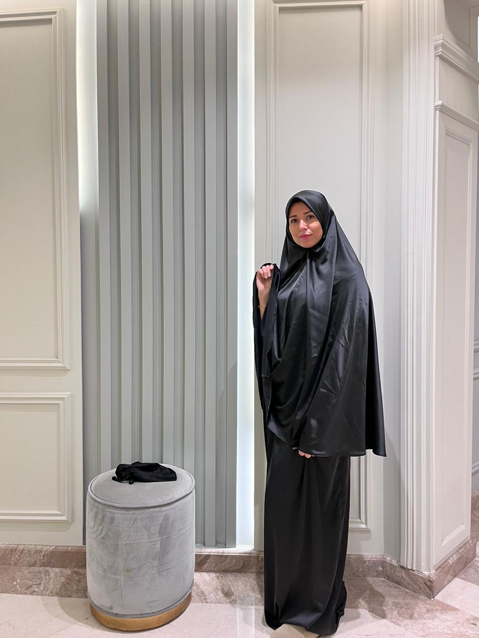 Black Satin Two Pieces Set