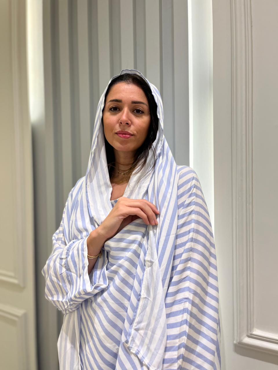 White And Baby Blue Stripe Viscose Esdal