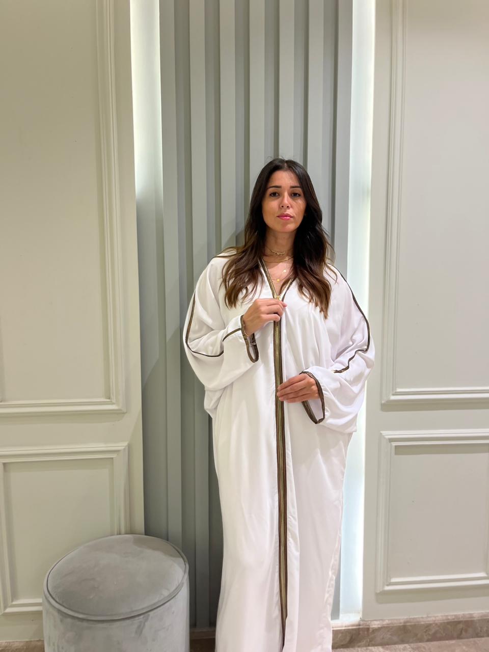 White Abaya With Zipper